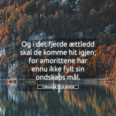 Picture 05 - 1 Mosebok 15:16 NORSK - Og i det fjerde ættledd skal de komme hit igjen; - Bible Verse Picture