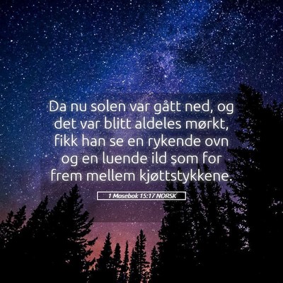 Picture 05 - 1 Mosebok 15:17 NORSK - Da nu solen var gått ned, og det var blitt - Bible Verse Picture