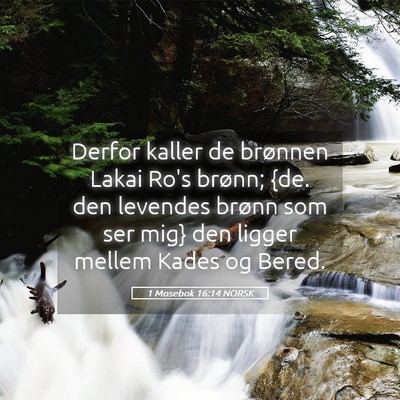 Picture 05 - 1 Mosebok 16:14 NORSK - Derfor kaller de brønnen Lakai Ro's brønn; {de. - Bible Verse Picture
