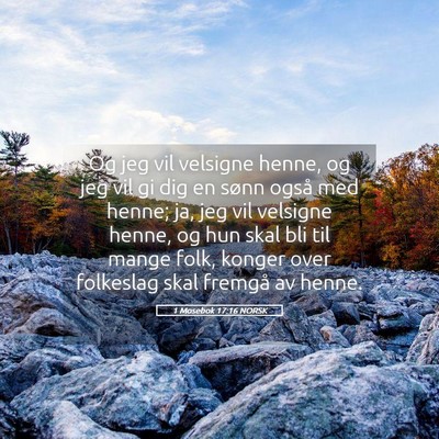 Picture 05 - 1 Mosebok 17:16 NORSK - Og jeg vil velsigne henne, og jeg vil gi dig en - Bible Verse Picture