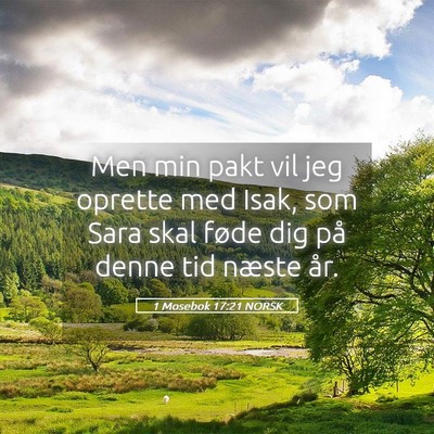 Picture 05 - 1 Mosebok 17:21 NORSK - Men min pakt vil jeg oprette med Isak, som Sara - Bible Verse Picture