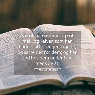 Picture 05 - 1 Mosebok 18:8 NORSK - Så tok han rømme og søt melk og kalven som han - Bible Verse Picture