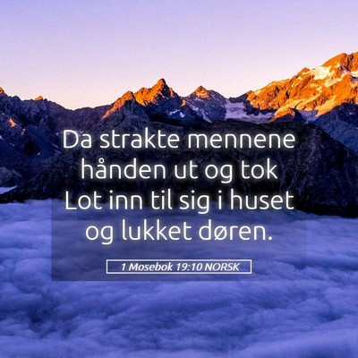 Picture 05 - 1 Mosebok 19:10 NORSK - Da strakte mennene hånden ut og tok Lot inn til - Bible Verse Picture
