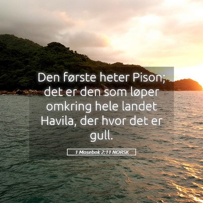 Picture 05 - 1 Mosebok 2:11 NORSK - Den første heter Pison; det er den som løper - Bible Verse Picture