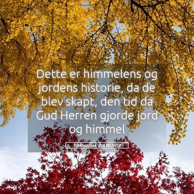 Picture 05 - 1 Mosebok 2:4 NORSK - Dette er himmelens og jordens historie, da de - Bible Verse Picture
