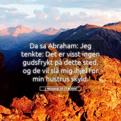 Picture 05 - 1 Mosebok 20:11 NORSK - Da sa Abraham: Jeg tenkte: Det er visst ingen - Bible Verse Picture