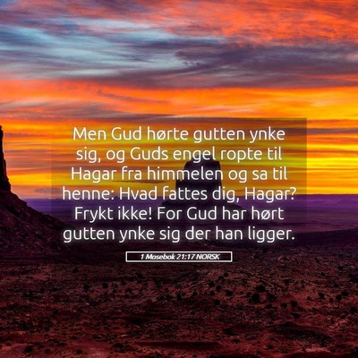 Picture 05 - 1 Mosebok 21:17 NORSK - Men Gud hørte gutten ynke sig, og Guds engel - Bible Verse Picture