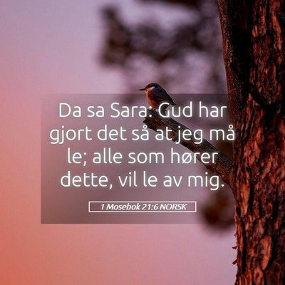 Picture 05 - 1 Mosebok 21:6 NORSK - Da sa Sara: Gud har gjort det så at jeg må le; - Bible Verse Picture
