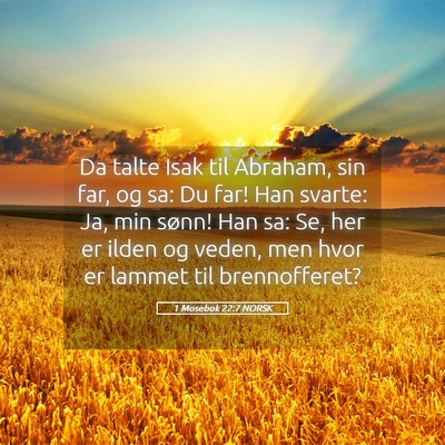 Picture 05 - 1 Mosebok 22:7 NORSK - Da talte Isak til Abraham, sin far, og sa: Du - Bible Verse Picture