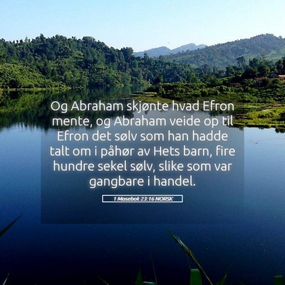 Picture 05 - 1 Mosebok 23:16 NORSK - Og Abraham skjønte hvad Efron mente, og Abraham - Bible Verse Picture