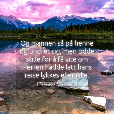 Picture 05 - 1 Mosebok 24:21 NORSK - Og mannen så på henne og undret sig, men tidde - Bible Verse Picture