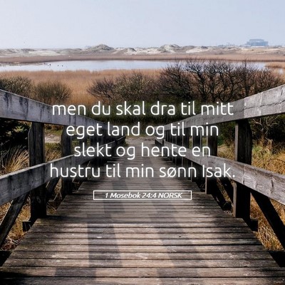 Picture 05 - 1 Mosebok 24:4 NORSK - men du skal dra til mitt eget land og til min - Bible Verse Picture