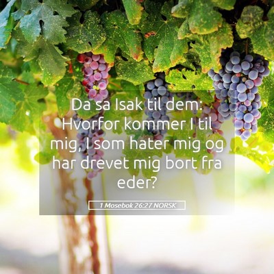 Picture 05 - 1 Mosebok 26:27 NORSK - Da sa Isak til dem: Hvorfor kommer I til mig, I - Bible Verse Picture