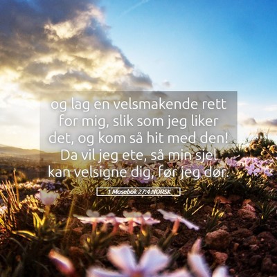 Picture 05 - 1 Mosebok 27:4 NORSK - og lag en velsmakende rett for mig, slik som jeg - Bible Verse Picture