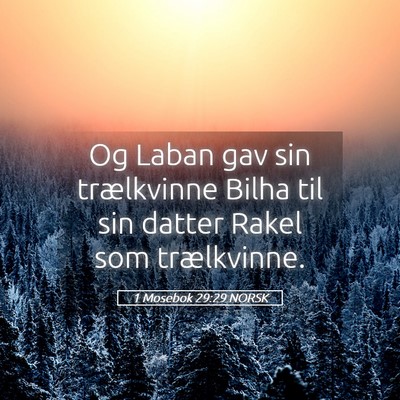 Picture 05 - 1 Mosebok 29:29 NORSK - Og Laban gav sin trælkvinne Bilha til sin datter - Bible Verse Picture
