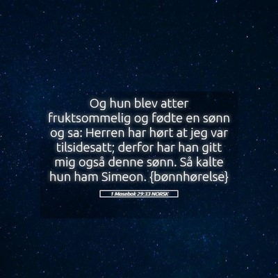 Picture 05 - 1 Mosebok 29:33 NORSK - Og hun blev atter fruktsommelig og fødte en - Bible Verse Picture