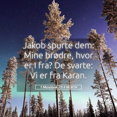 Picture 05 - 1 Mosebok 29:4 NORSK - Jakob spurte dem: Mine brødre, hvor er I fra? De - Bible Verse Picture