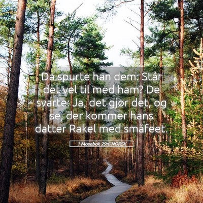 Picture 05 - 1 Mosebok 29:6 NORSK - Da spurte han dem: Står det vel til med ham? De - Bible Verse Picture
