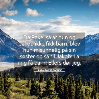 Picture 05 - 1 Mosebok 30:1 NORSK - Da Rakel så at hun og Jakob ikke fikk barn, blev - Bible Verse Picture