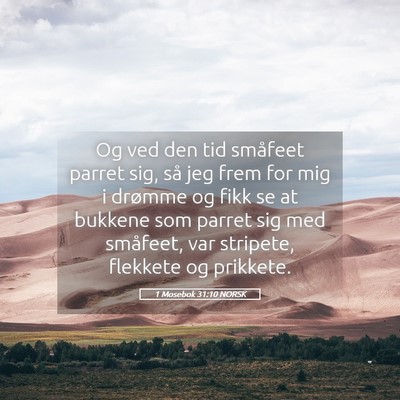 Picture 05 - 1 Mosebok 31:10 NORSK - Og ved den tid småfeet parret sig, så jeg frem - Bible Verse Picture