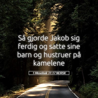 Picture 05 - 1 Mosebok 31:17 NORSK - Så gjorde Jakob sig ferdig og satte sine barn og - Bible Verse Picture