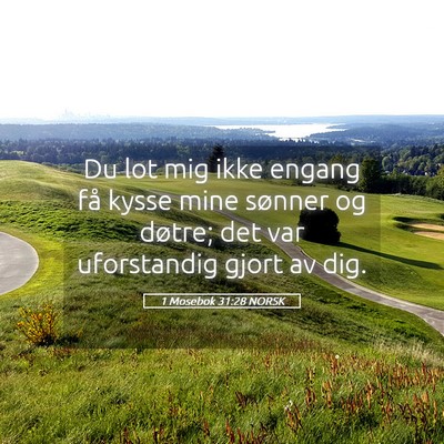 Picture 05 - 1 Mosebok 31:28 NORSK - Du lot mig ikke engang få kysse mine sønner og - Bible Verse Picture