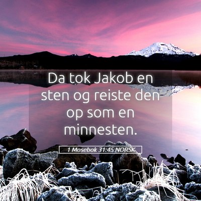 Picture 05 - 1 Mosebok 31:45 NORSK - Da tok Jakob en sten og reiste den op som en - Bible Verse Picture