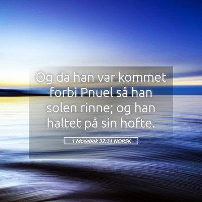 Picture 05 - 1 Mosebok 32:31 NORSK - Og da han var kommet forbi Pnuel så han solen - Bible Verse Picture