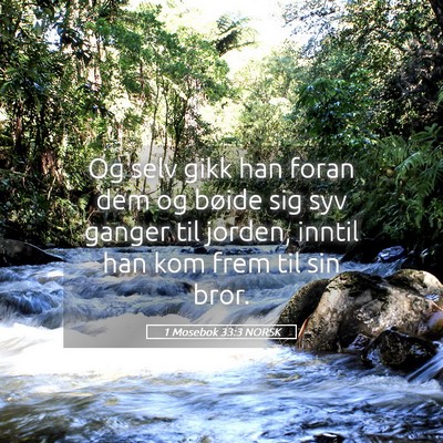 Picture 05 - 1 Mosebok 33:3 NORSK - Og selv gikk han foran dem og bøide sig syv - Bible Verse Picture