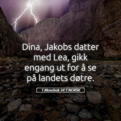 Picture 05 - 1 Mosebok 34:1 NORSK - Dina, Jakobs datter med Lea, gikk engang ut for - Bible Verse Picture