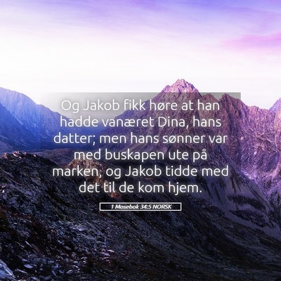 Picture 05 - 1 Mosebok 34:5 NORSK - Og Jakob fikk høre at han hadde vanæret Dina, - Bible Verse Picture