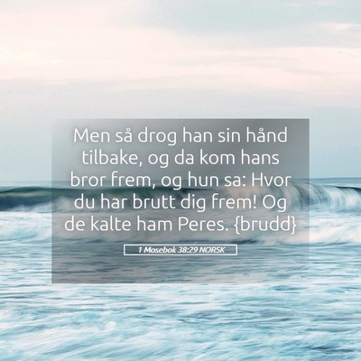 Picture 05 - 1 Mosebok 38:29 NORSK - Men så drog han sin hånd tilbake, og da kom - Bible Verse Picture