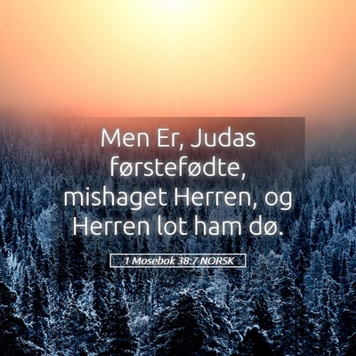 Picture 05 - 1 Mosebok 38:7 NORSK - Men Er, Judas førstefødte, mishaget Herren, og - Bible Verse Picture