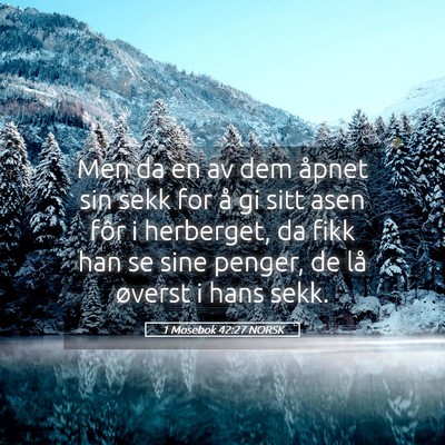 Picture 05 - 1 Mosebok 42:27 NORSK - Men da en av dem åpnet sin sekk for å gi sitt - Bible Verse Picture