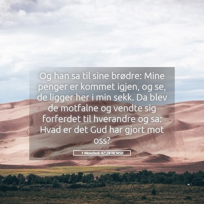 Picture 05 - 1 Mosebok 42:28 NORSK - Og han sa til sine brødre: Mine penger er kommet - Bible Verse Picture