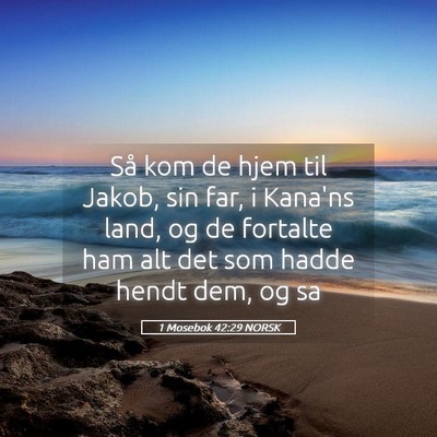 Picture 05 - 1 Mosebok 42:29 NORSK - Så kom de hjem til Jakob, sin far, i Kana'ns - Bible Verse Picture