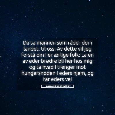 Picture 05 - 1 Mosebok 42:33 NORSK - Da sa mannen som råder der i landet, til oss: Av - Bible Verse Picture