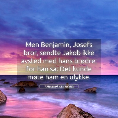 Picture 05 - 1 Mosebok 42:4 NORSK - Men Benjamin, Josefs bror, sendte Jakob ikke - Bible Verse Picture