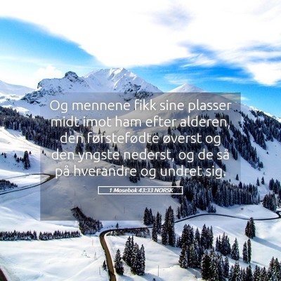Picture 05 - 1 Mosebok 43:33 NORSK - Og mennene fikk sine plasser midt imot ham efter - Bible Verse Picture