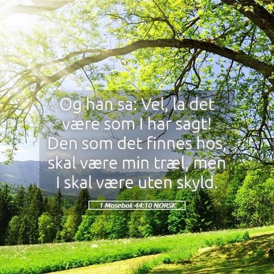 Picture 05 - 1 Mosebok 44:10 NORSK - Og han sa: Vel, la det være som I har sagt! Den - Bible Verse Picture