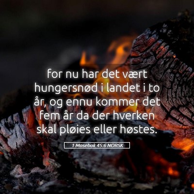Picture 05 - 1 Mosebok 45:6 NORSK - for nu har det vært hungersnød i landet i to - Bible Verse Picture