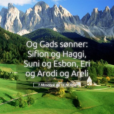 Picture 05 - 1 Mosebok 46:16 NORSK - Og Gads sønner: Sifion og Haggi, Suni og Esbon, - Bible Verse Picture