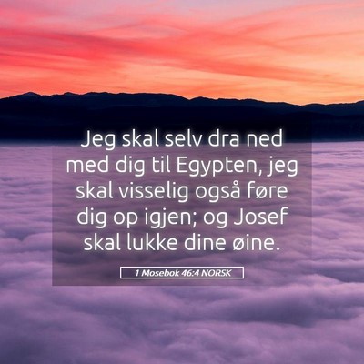 Picture 05 - 1 Mosebok 46:4 NORSK - Jeg skal selv dra ned med dig til Egypten, jeg - Bible Verse Picture
