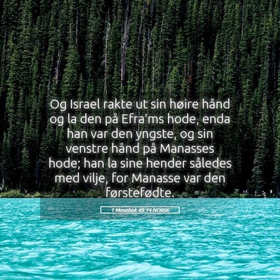 Picture 05 - 1 Mosebok 48:14 NORSK - Og Israel rakte ut sin høire hånd og la den på - Bible Verse Picture
