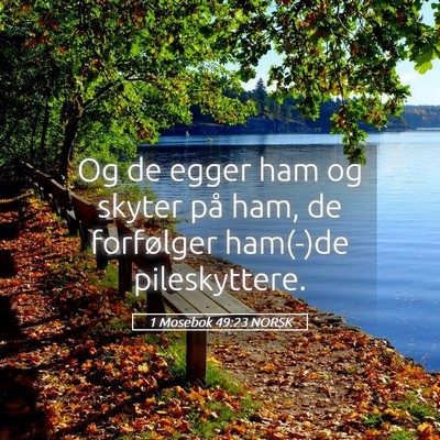 Picture 05 - 1 Mosebok 49:23 NORSK - Og de egger ham og skyter på ham, de forfølger - Bible Verse Picture