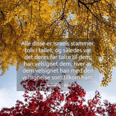 Picture 05 - 1 Mosebok 49:28 NORSK - Alle disse er Israels stammer, tolv i tallet, og - Bible Verse Picture
