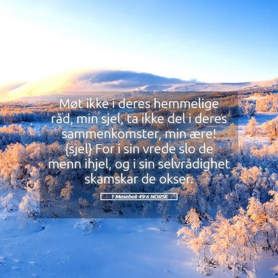 Picture 05 - 1 Mosebok 49:6 NORSK - Møt ikke i deres hemmelige råd, min sjel, ta - Bible Verse Picture