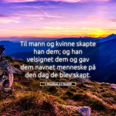Picture 05 - 1 Mosebok 5:2 NORSK - Til mann og kvinne skapte han dem; og han - Bible Verse Picture
