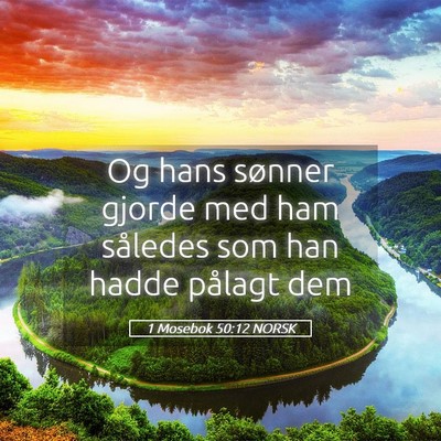 Picture 05 - 1 Mosebok 50:12 NORSK - Og hans sønner gjorde med ham således som han - Bible Verse Picture