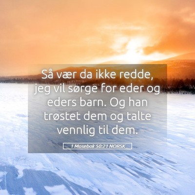 Picture 05 - 1 Mosebok 50:21 NORSK - Så vær da ikke redde, jeg vil sørge for eder - Bible Verse Picture
